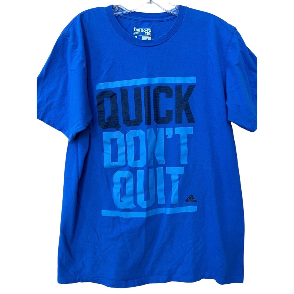 Adidas Go-To Tee Shirt Adult Large Blue Climalite Quick Don't Quit Workout Gym
